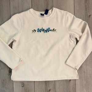 Basic Editions Cream and Floral Embroidered Sweatshirt size L.